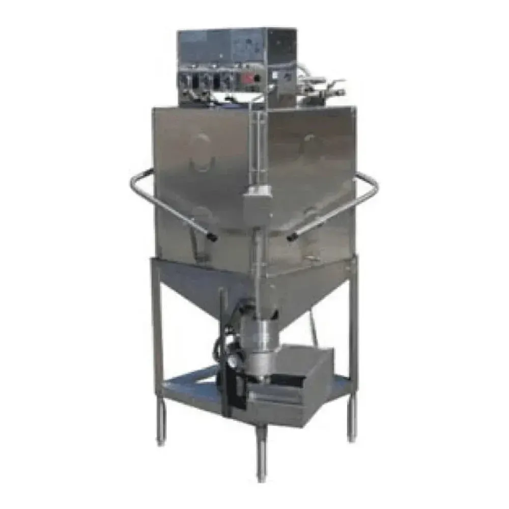 American Dish Energy Star upright dishwasher with dual doors and single rack offers pass-thru cleaning for continuous high-volume cycles in kitchens.