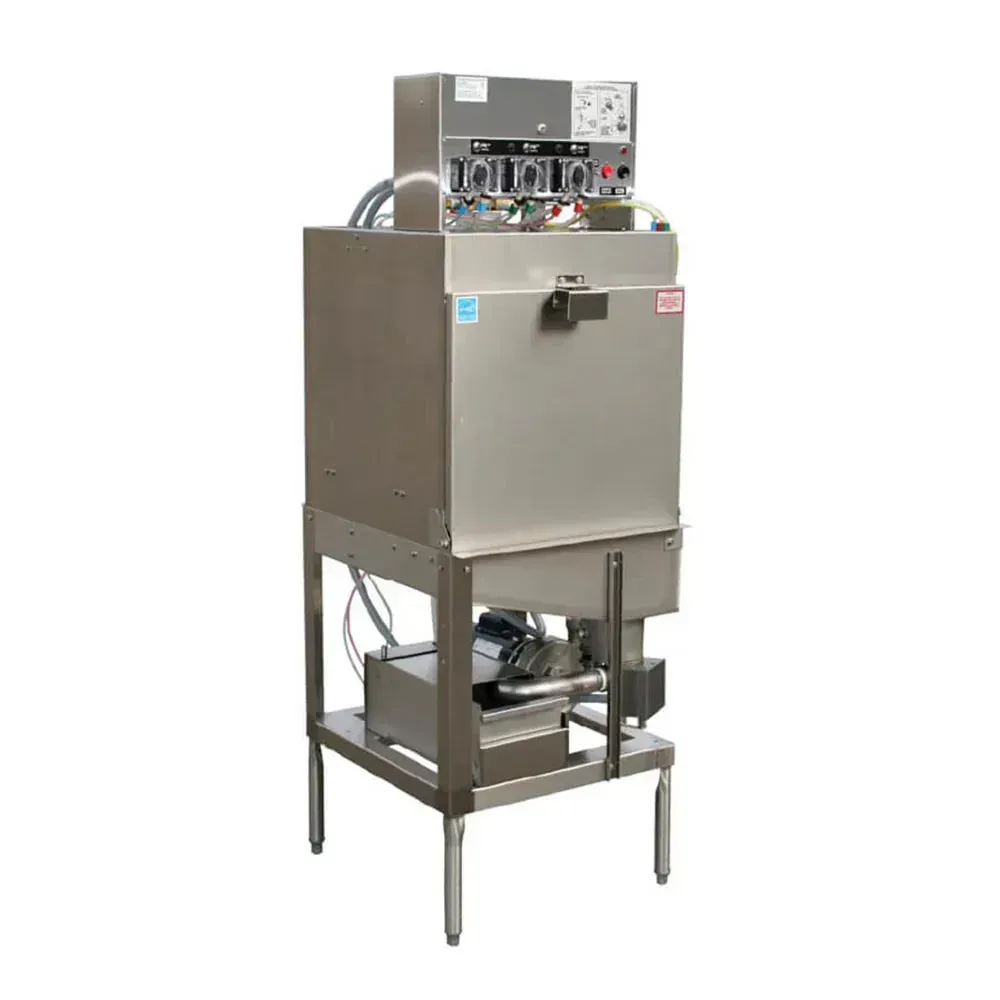 American Dish Energy Star single door upright dishwasher with stainless steel construction and single rack, ideal for compact restaurant dishrooms.