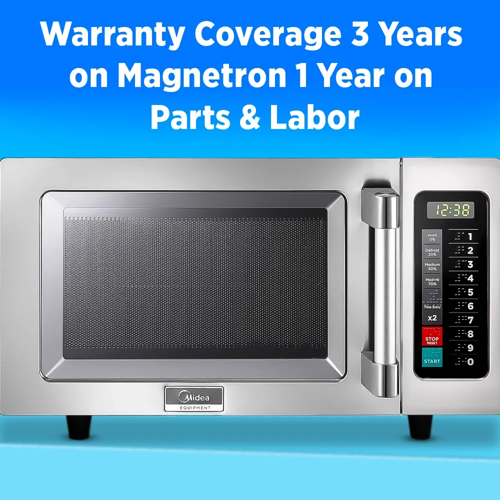 Midea sleek stainless microwave with smart touch pad, compact interior, and precise heating delivers fast, efficient meal preparation in any kitchen.