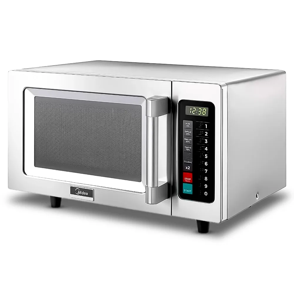 Midea sleek stainless microwave with smart touch pad, compact interior, and precise heating delivers fast, efficient meal preparation in any kitchen.