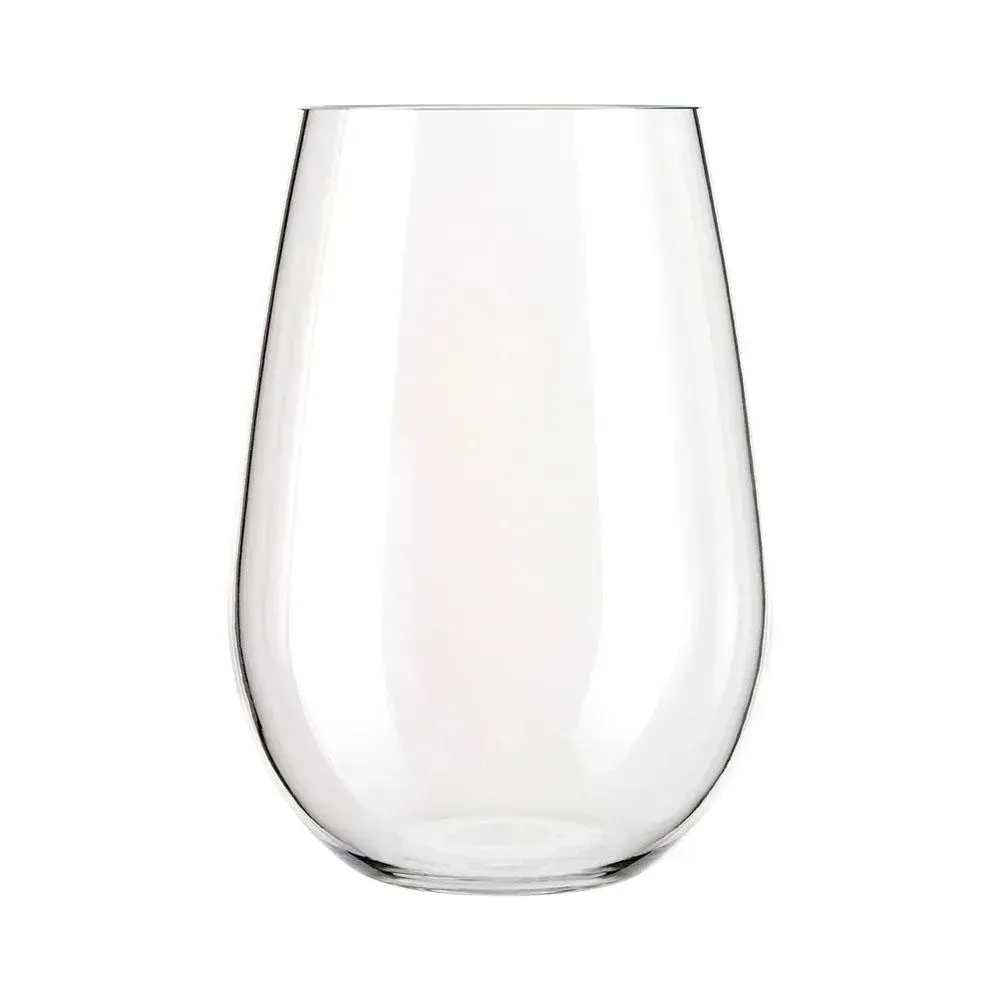 Clear stemless wine glass by Libbey with a smooth design and clean lines, enhancing wine presentation for casual or upscale dining settings.