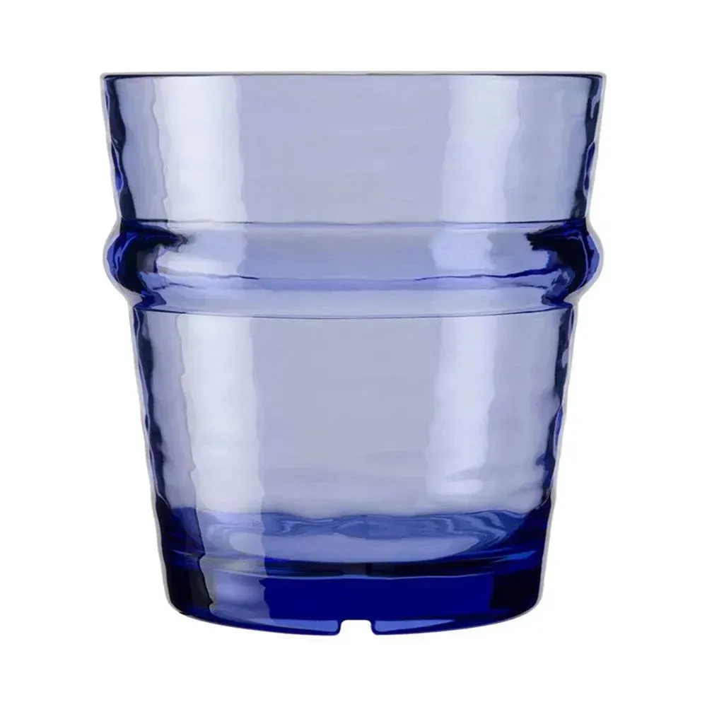 Tidal Blue Tritan plastic rocks glass by Libbey, stackable and impact resistant, perfect for spirits or cocktails in outdoor or casual venues.