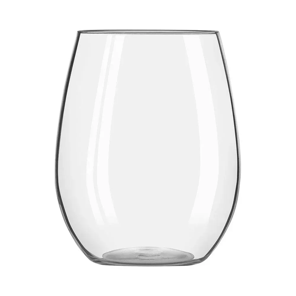 Infinium DX stemless wine glass from Libbey made from Tritan plastic, durable and stylish for patio, poolside, or outdoor bar beverage service.