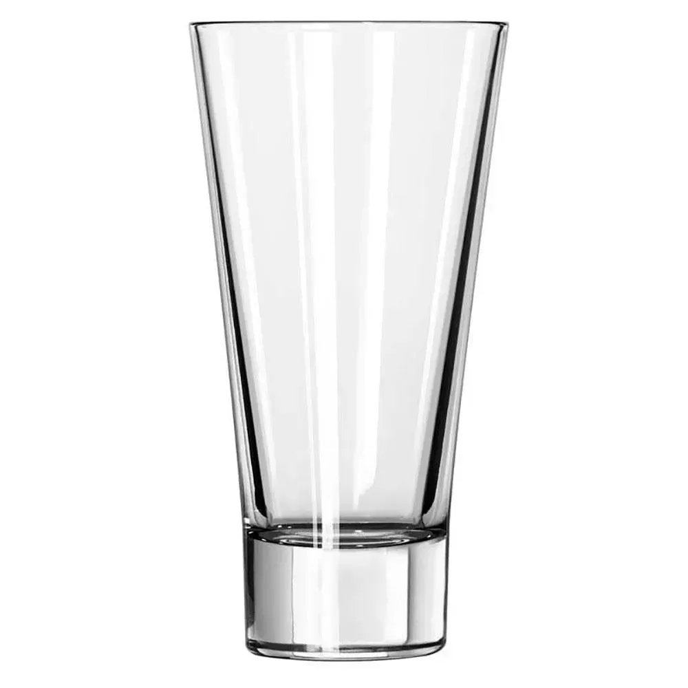 Elegant Series V highball glass from Libbey with vertical clarity and sleek lines, perfect for signature cocktails and custom logo branding.