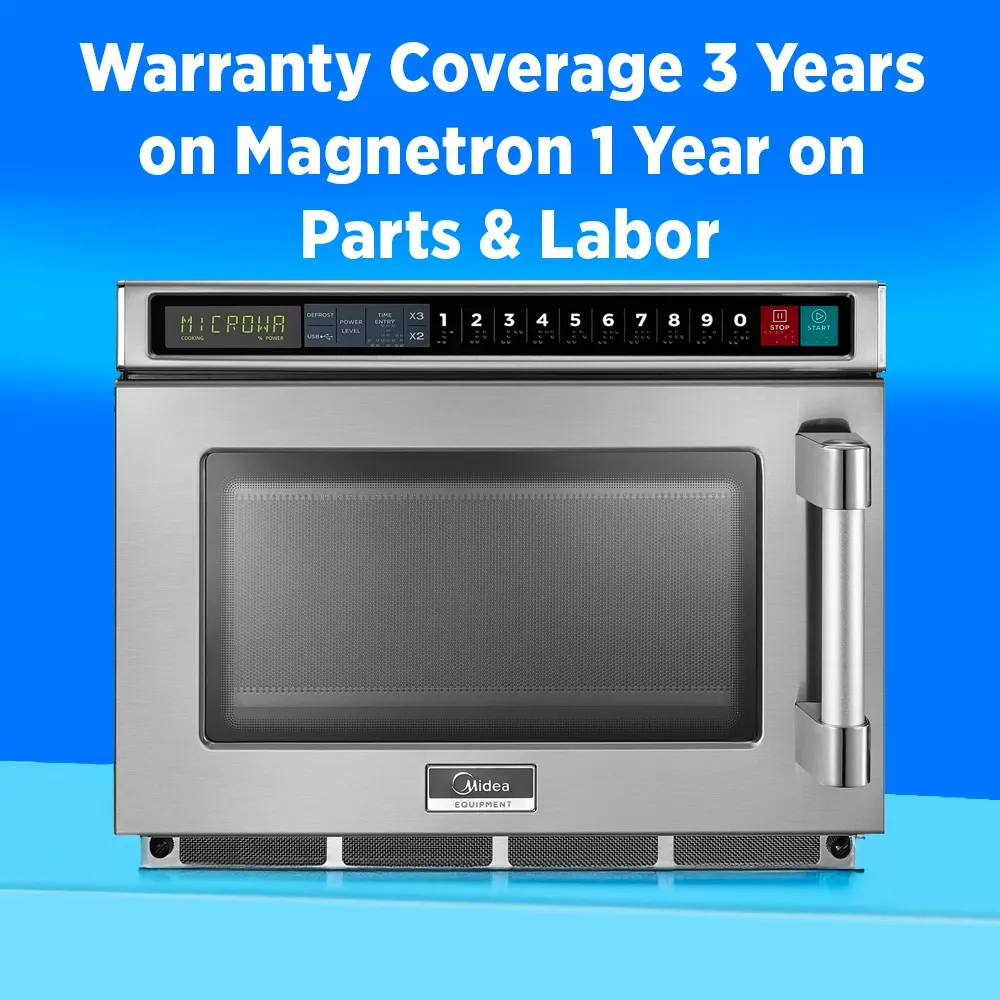 Midea microwave oven with touch control pad, one thousand two hundred watt, point six cubic foot, one hundred twenty volt single phase, modern kitchen tool.