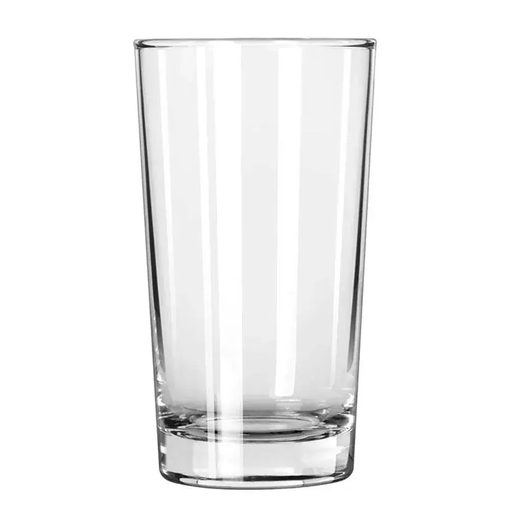 Compact highball glass by Libbey with a solid base and slim profile, great for tight home bars or busy restaurants serving chilled beverages.