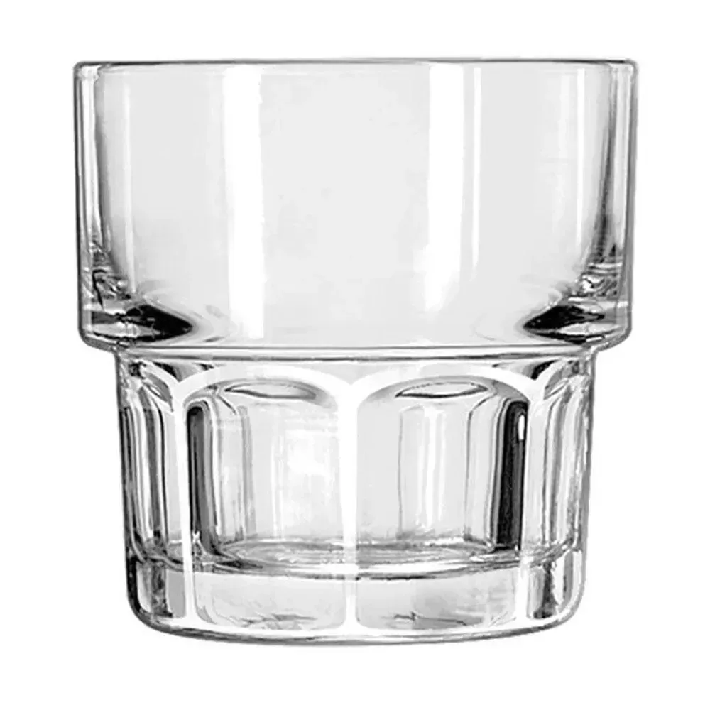 Clear Gibraltar stackable rocks glass by Libbey, built for spirits on the rocks, whiskey service, or traditional old fashioned cocktails.