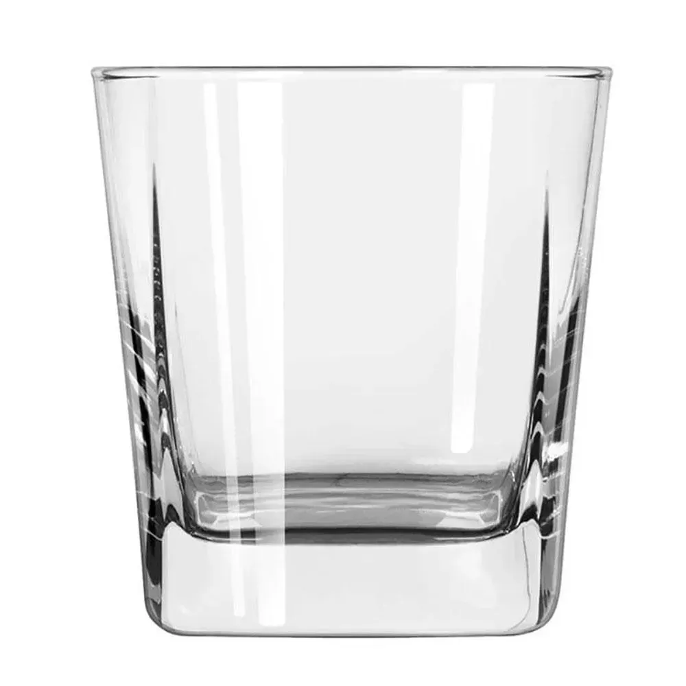 Quartet double rocks glass by Libbey with bold styling and a wide base, ideal for premium spirits, cocktails, or custom restaurant branding.
