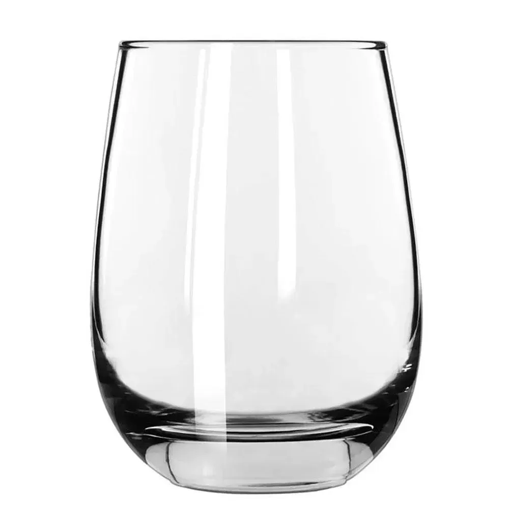 Stemless white wine glass from Libbey with a sleek silhouette and modern appeal, ideal for casual wine service at events, homes, or restaurants.