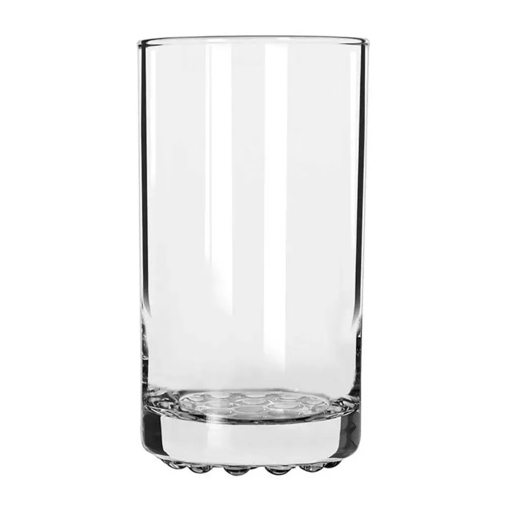 Nob Hill highball glass from Libbey with vertical ridges and a balanced profile, ideal for soda, juice, or tall cocktails in casual bars.