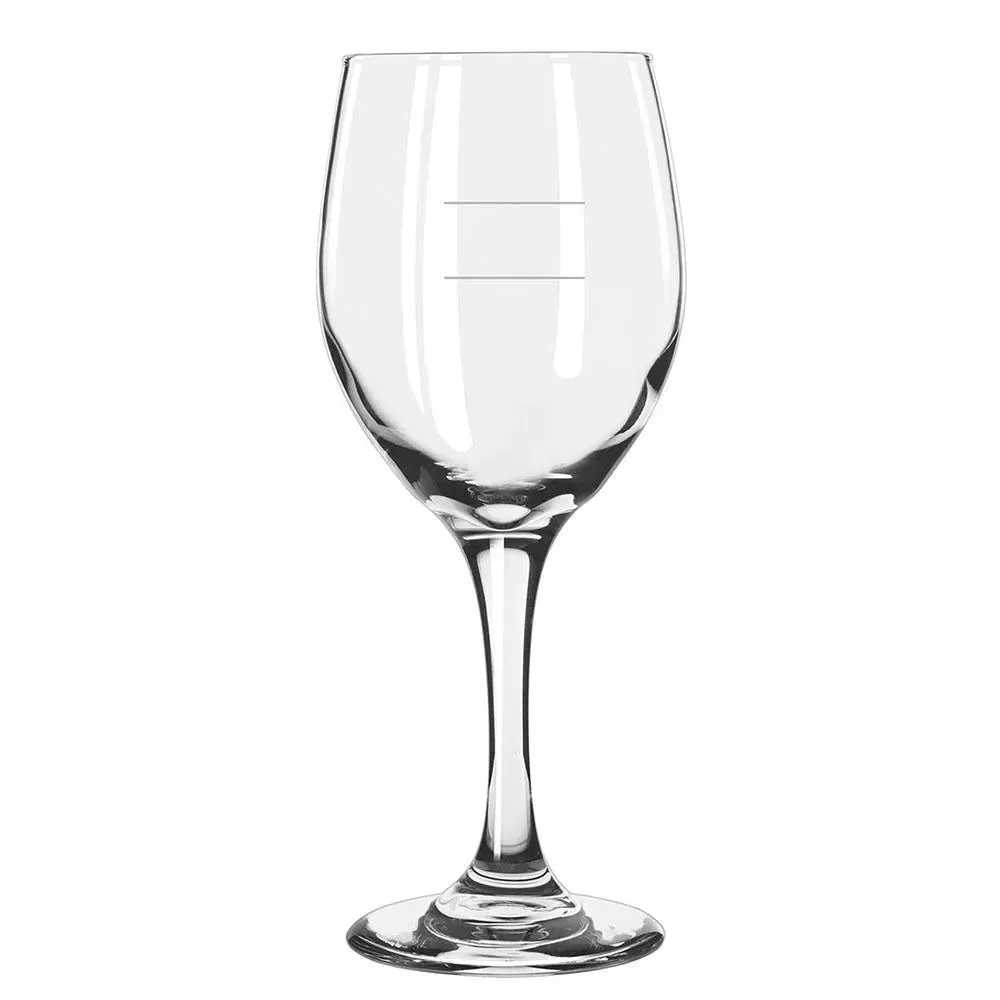 Perception wine goblet from Libbey with etched pour lines and customization space, ideal for portion control in professional wine service.