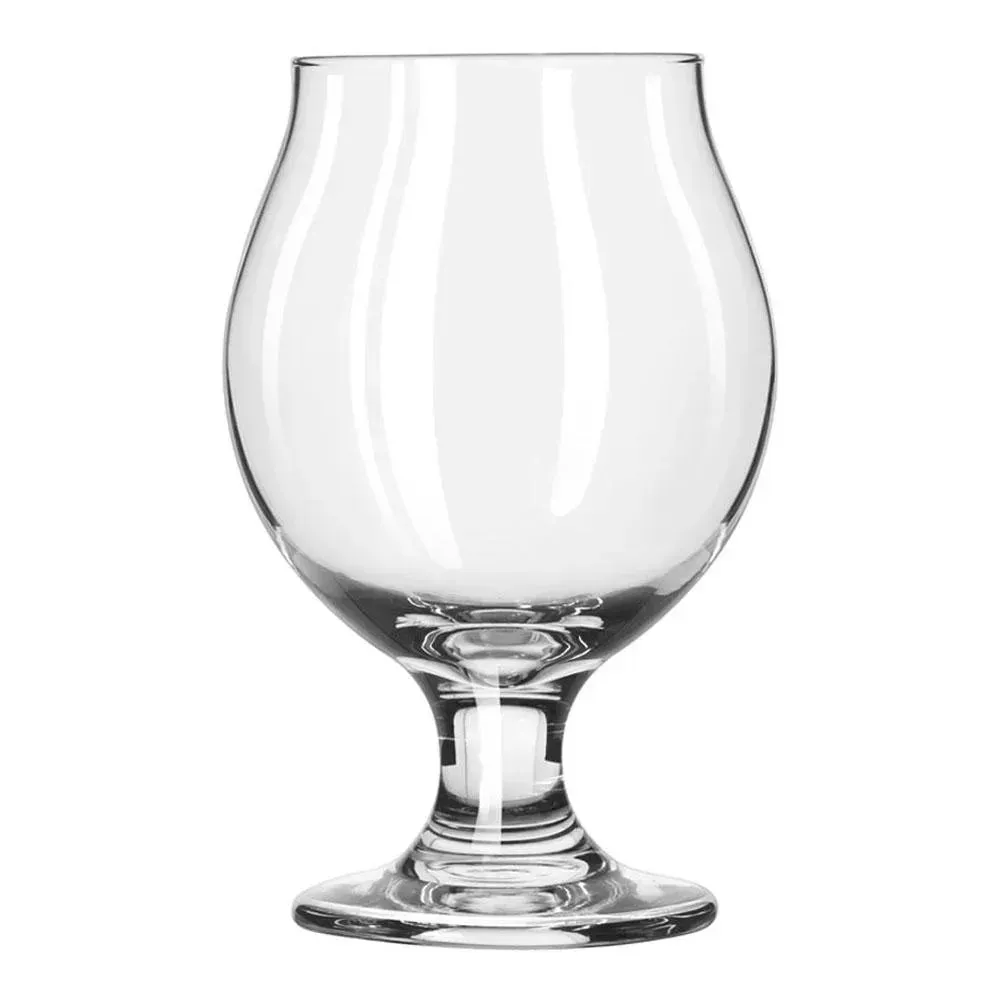 Tulip beer glass by Libbey with elegant curves and a customizable design, made for serving Belgian ales and specialty brews in upscale settings.