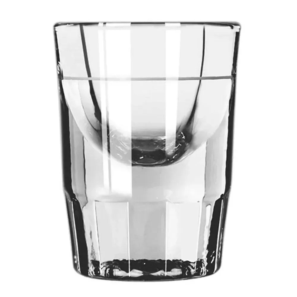 Round fluted shot glass from Libbey with a pour line for measured service and sleek presentation, ideal for bars and restaurant lounges.