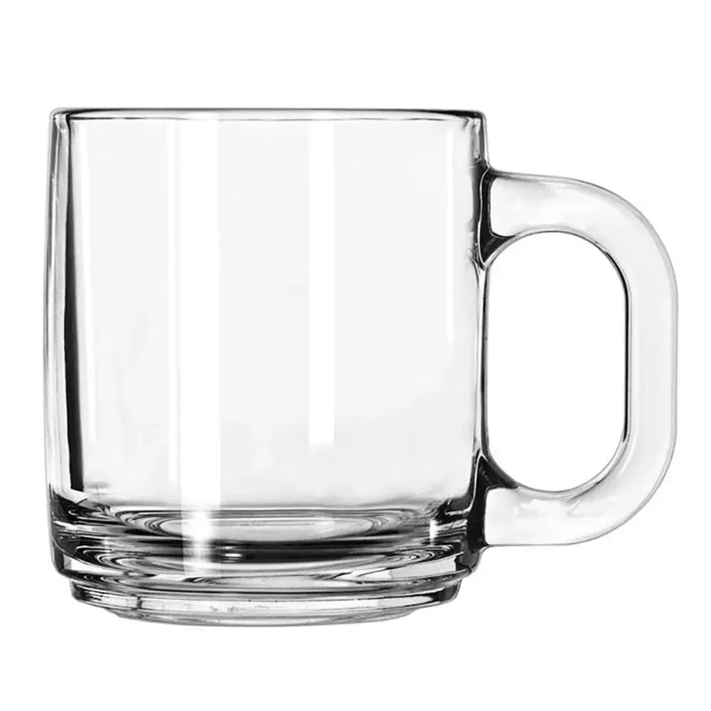 Warm beverage mug from Libbey, round and simple, great for hotel breakfast service or restaurant table settings with its minimalist style.
