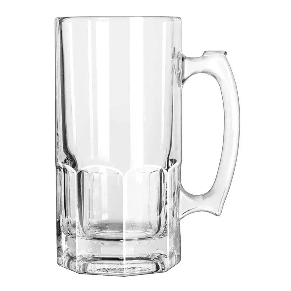 Gibraltar super beer mug from Libbey, round and sturdy, ideal for oversized beer pours in hotels or restaurants that want a novelty feel.