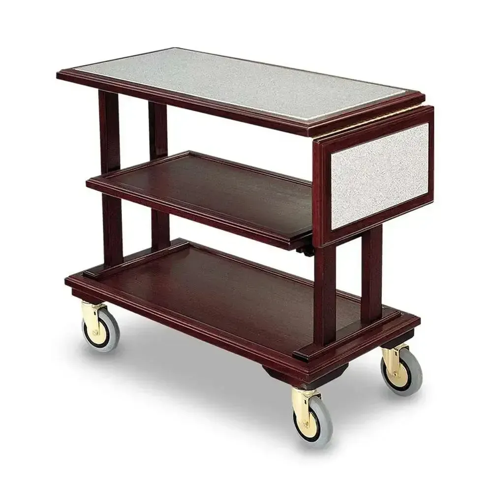 Forbes Industries open hardwood service cart with solid wood construction, perfect for efficient serving in restaurants or banquet settings.