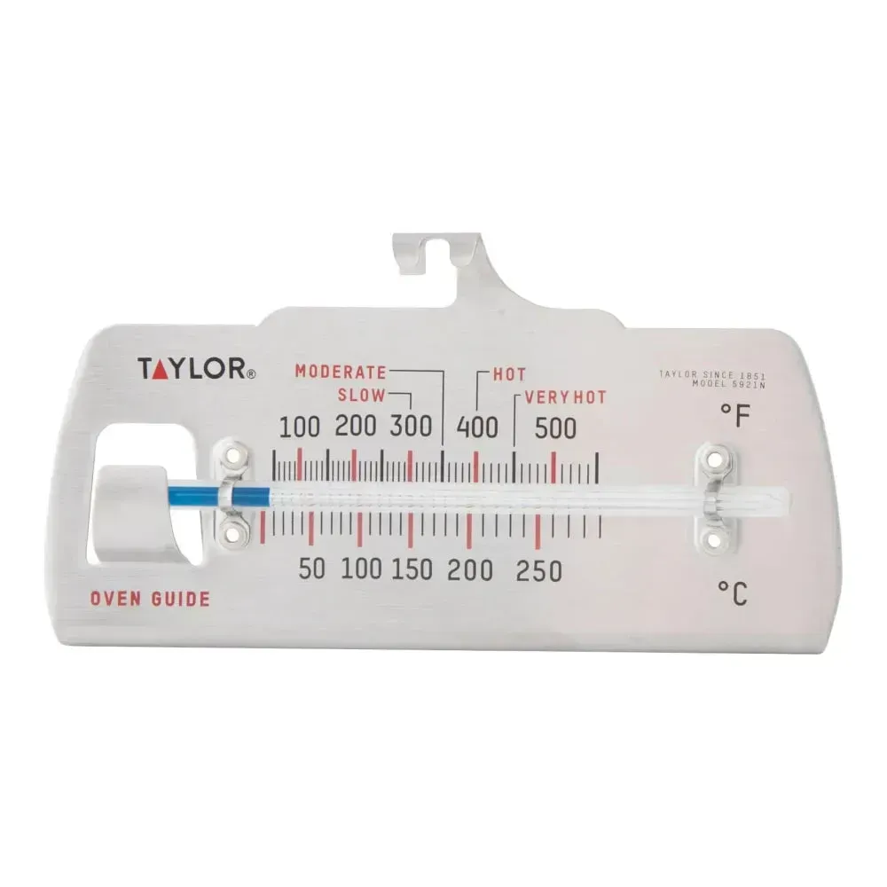 Taylor oven thermometer with large dial face, built to deliver accurate internal temperature readings across a wide heat range in commercial ovens.