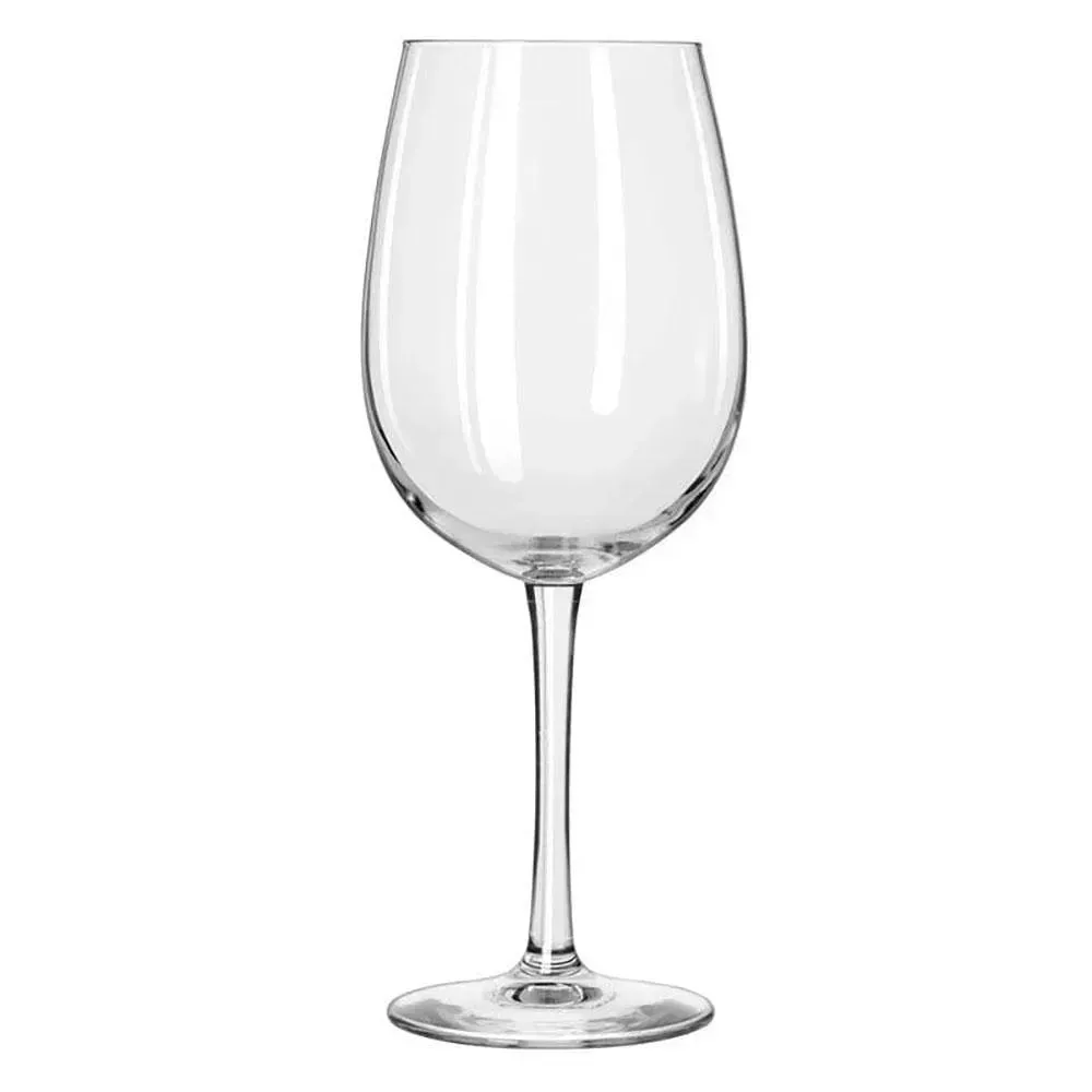 Wine glass from Libbey with an elongated bowl and slender stem, perfect for elegant wine service in fine dining restaurants and upscale hotels.