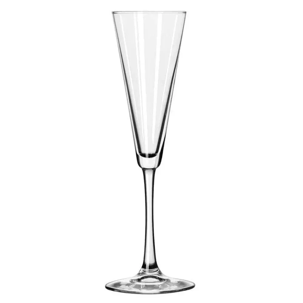 Elegant trumpet flute glass by Libbey with a triangular bowl, perfect for sparkling wines at hotel events or celebratory restaurant occasions.