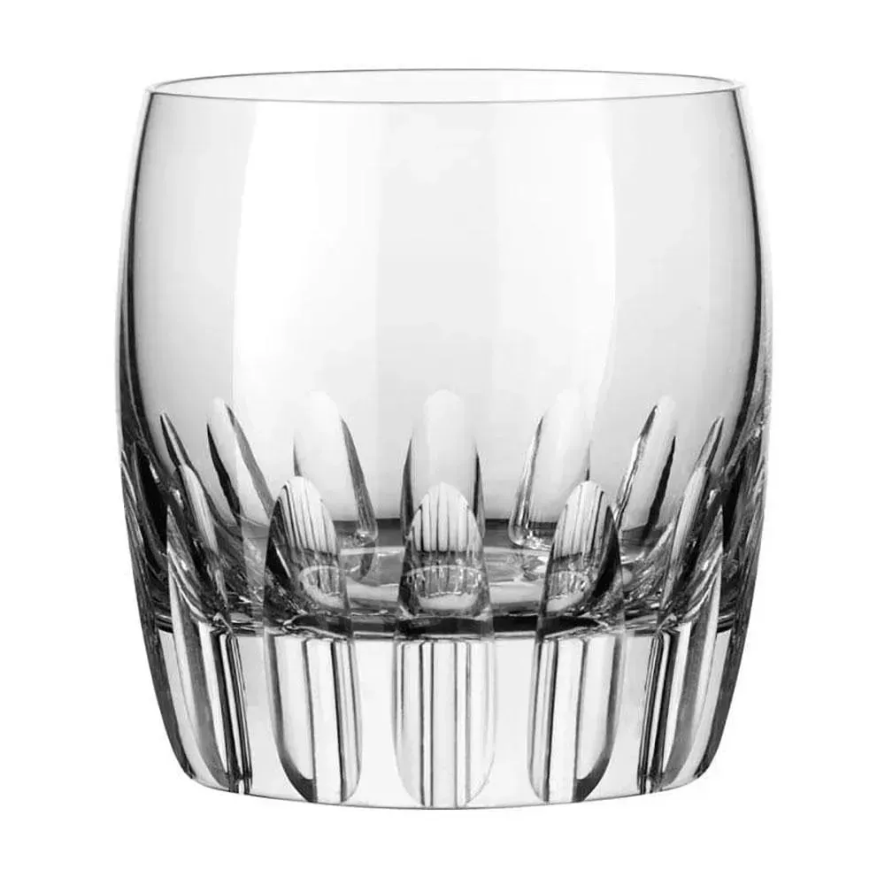 Textured Renewal chisel rocks glass by Libbey with a faceted surface, perfect for whiskey or gin in speakeasies, cafés, or upscale hotels.