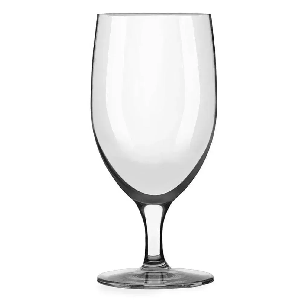 Mid size contour goblet by Libbey with a versatile bowl, ideal for serving wine, creative cocktails, or iced tea in hotels and cafés.