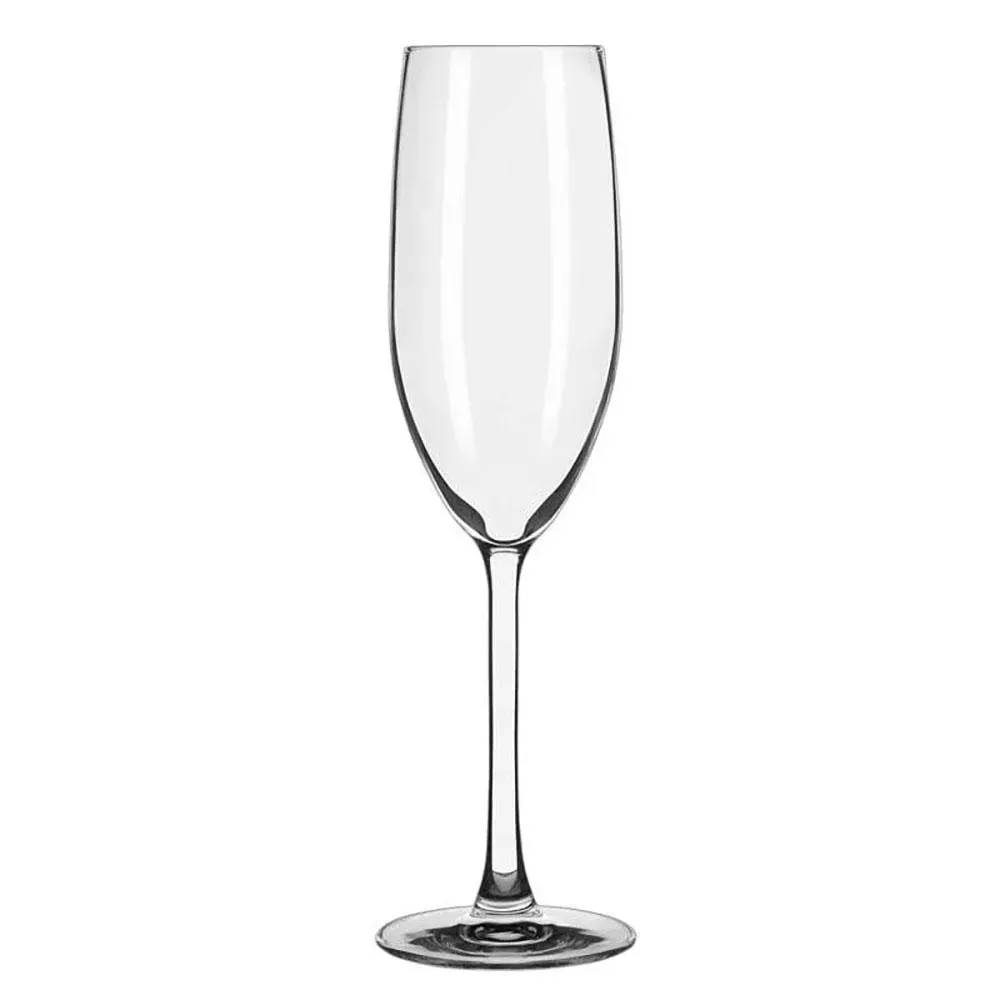 Performa contour champagne flute by Libbey with a slender bowl and elegant stem, perfect for brunch toasts in hotels or festive cafés.