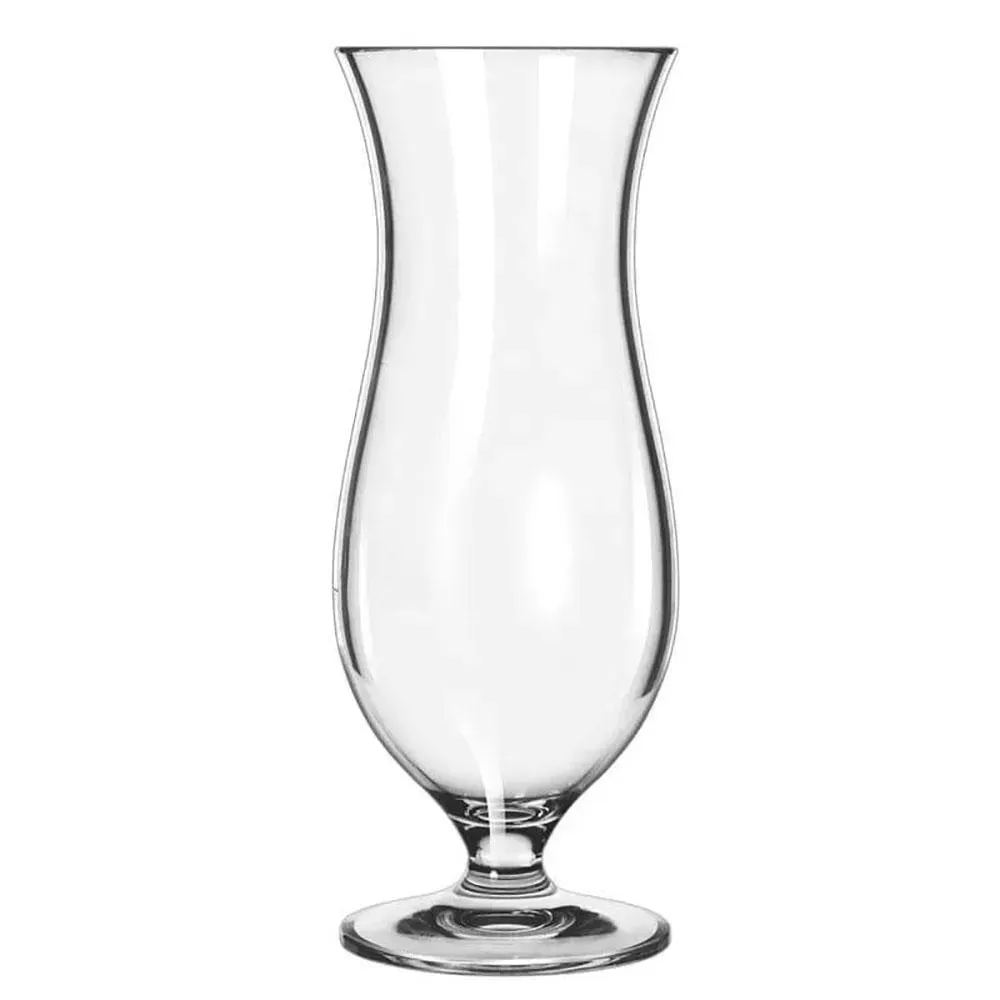 Classic hurricane glass in Tritan plastic by Libbey with a short stem, perfect for tropical cocktails in casual or festive indoor outdoor events.