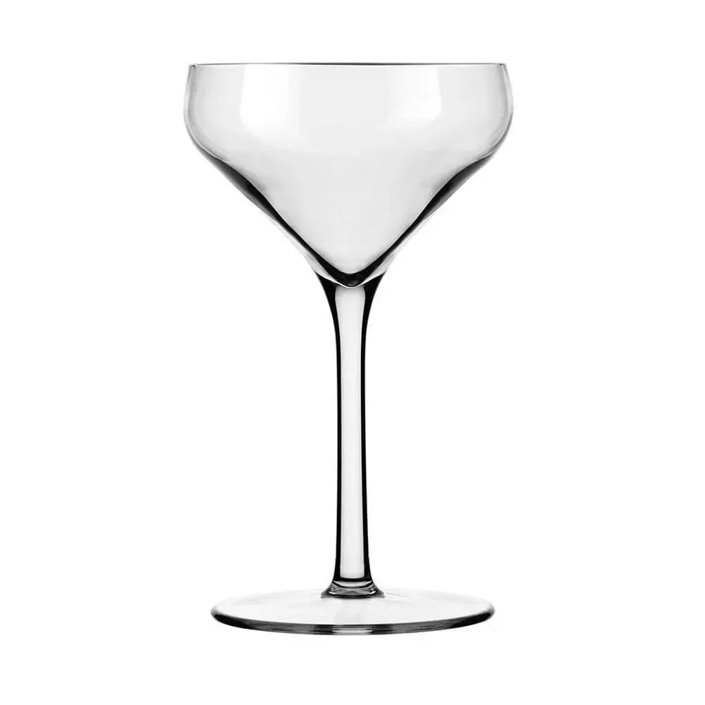 Stemmed Tritan coupe glass by Libbey with a modern bowl, ideal for shatterproof, elegant cocktail service at events, patios, or poolside venues.