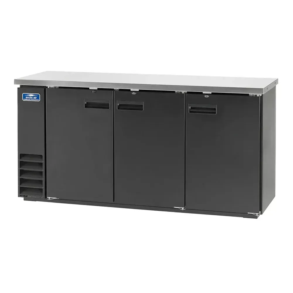 Arctic Air tall double door solid back bar refrigerator delivering reliable chilled storage for beverages in busy restaurants, bars, and event venues.
