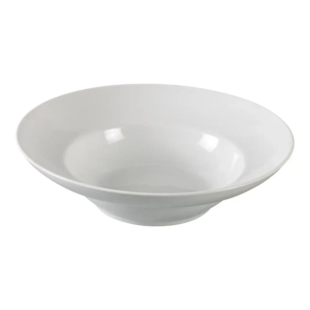 Very large deep white chinaware Mediterranean bowl from Yanco China, perfect for family-style salads, pasta dishes, or as a centerpiece bowl.