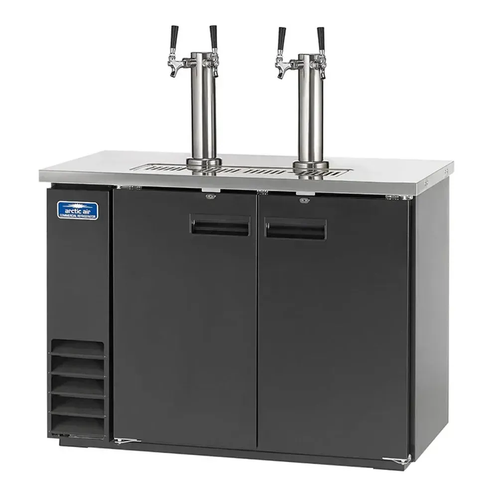 Arctic Air mid-size stainless steel kegerator with double doors, ideal for direct-draw beer service in cafes, bars, and restaurants with limited space