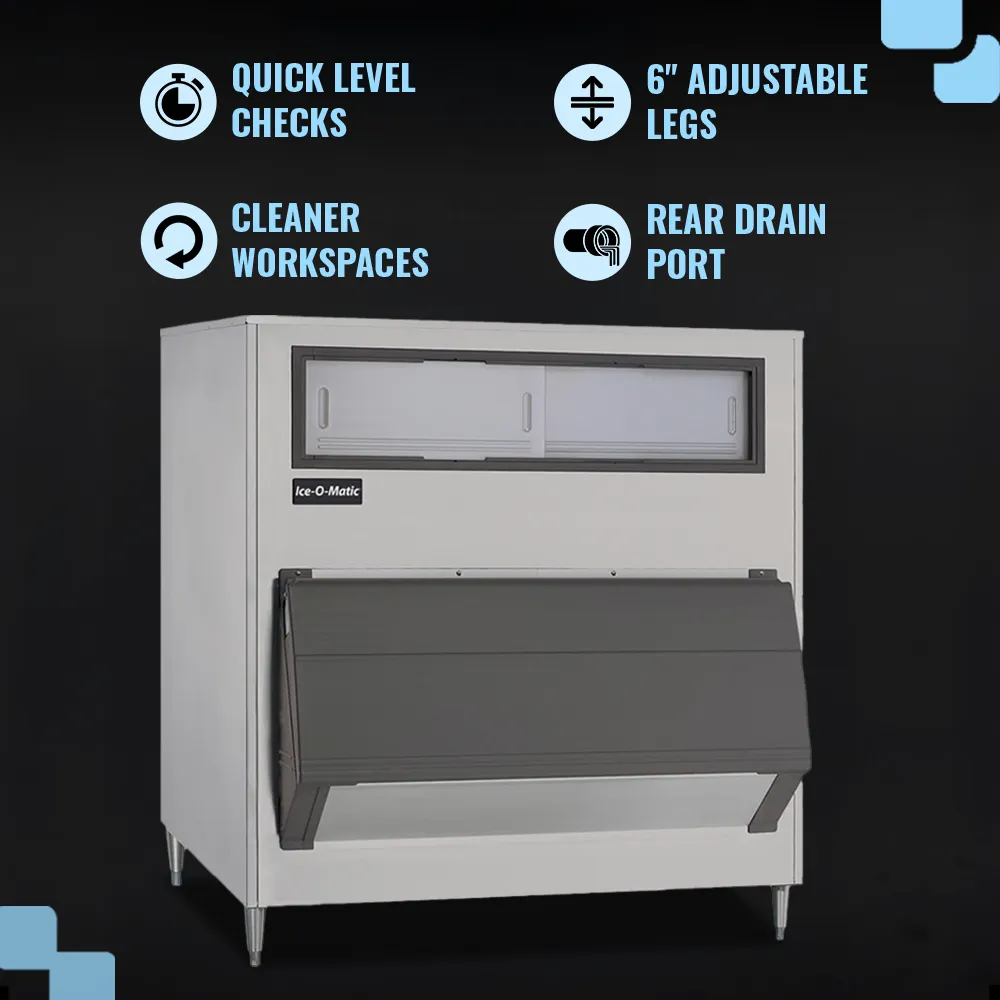 Ice-O-Matic upright ice storage bin with large capacity, providing secure and efficient storage for commercial ice applications.