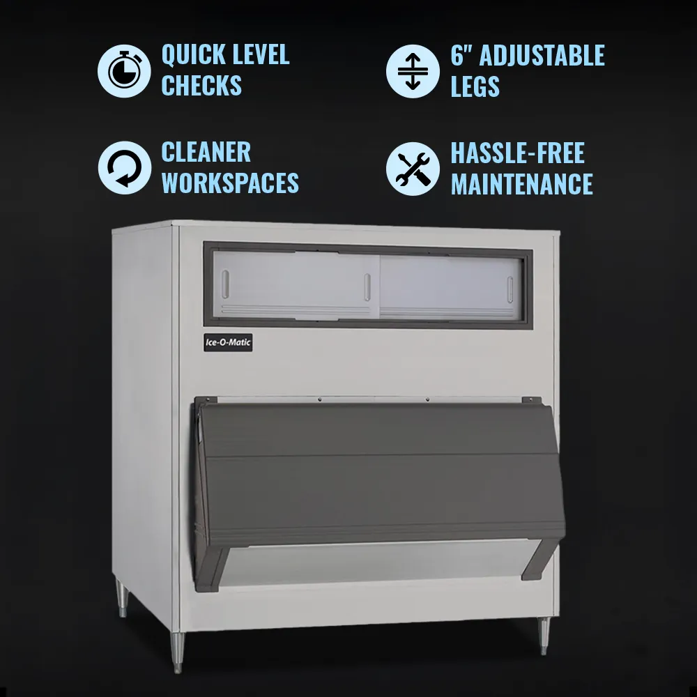 Ice-O-Matic aluminum upright ice storage bin, designed for high-capacity ice storage and easy access in commercial foodservice settings.