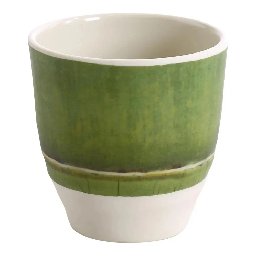 Yanco China bamboo style tea cup in natural melamine, textured finish mimics bamboo, eco-inspired look, perfect for Asian-themed restaurants and spas.