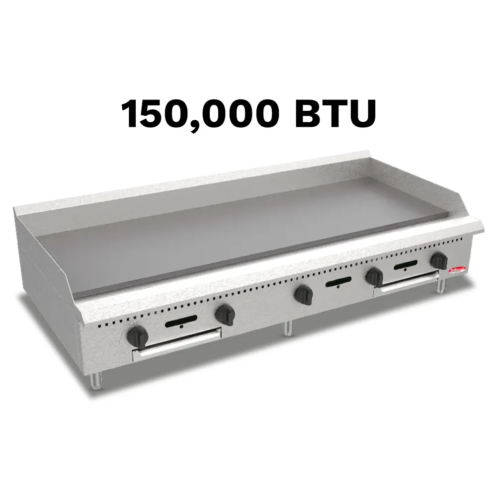 BakeMax 60 inch heavy-duty gas griddle built for busy foodservice kitchens offering daily flat-top cooking with precise and even heat control.