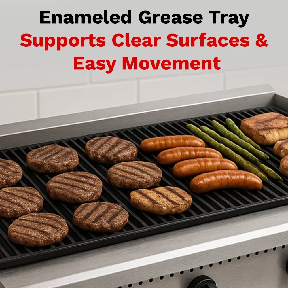 BakeMax 48 inch countertop natural gas charbroiler with multiple burners, perfect for high-volume grilling with signature char flavor and durability.