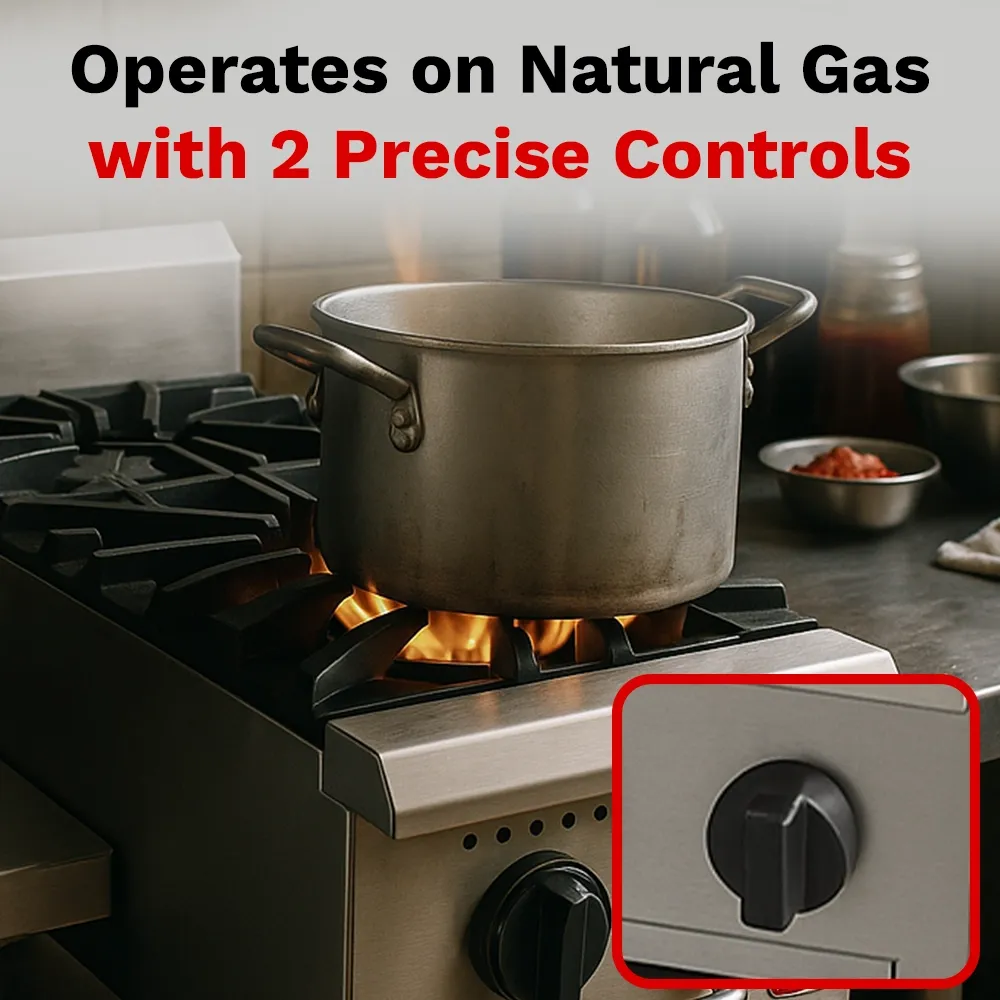 BakeMax Two-burner gas hotplate with manual controls and slim footprint, perfect for small kitchens needing reliable stovetop use every day.