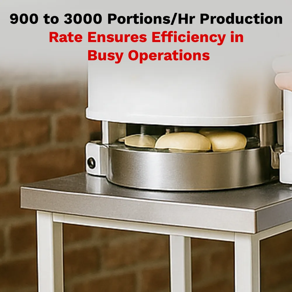 BakeMax BAHBD02 Titan Series manual dough divider with stainless steel base, hand-operated pressing mechanism, and compact countertop bakery design.