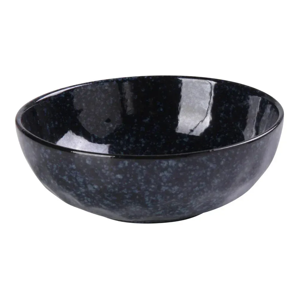 Elegant blue salad bowl from Yanco China with white star accents, suitable for a stylish presentation of fresh greens, fruit, or cold pasta.