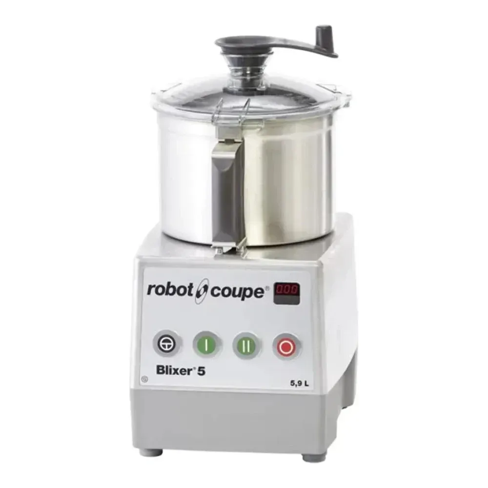 Robot Coupe Blixer stainless steel batch bowl food processor, front view, perfect for large-volume blending and pureeing in busy commercial kitchens.