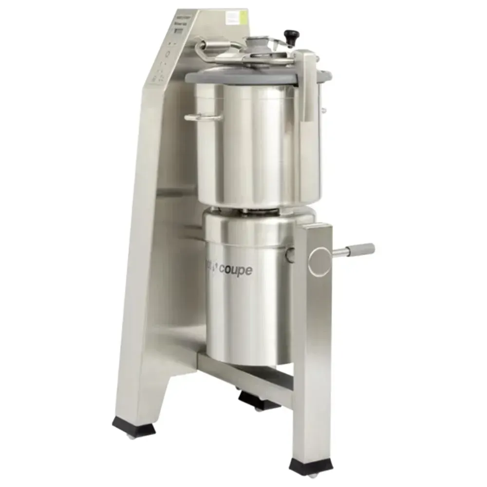 Robot Coupe vertical cutter mixer with stainless bowl, large-batch capacity perfect for catering companies and high-volume food production needs.
