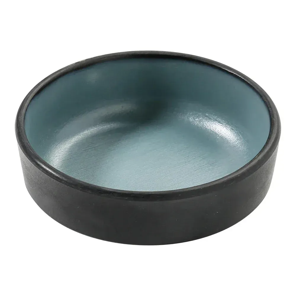 Yanco Birmingham melamine sauce dish in teal, versatile for dips and sauces, ideal for commercial and home use, pack included.