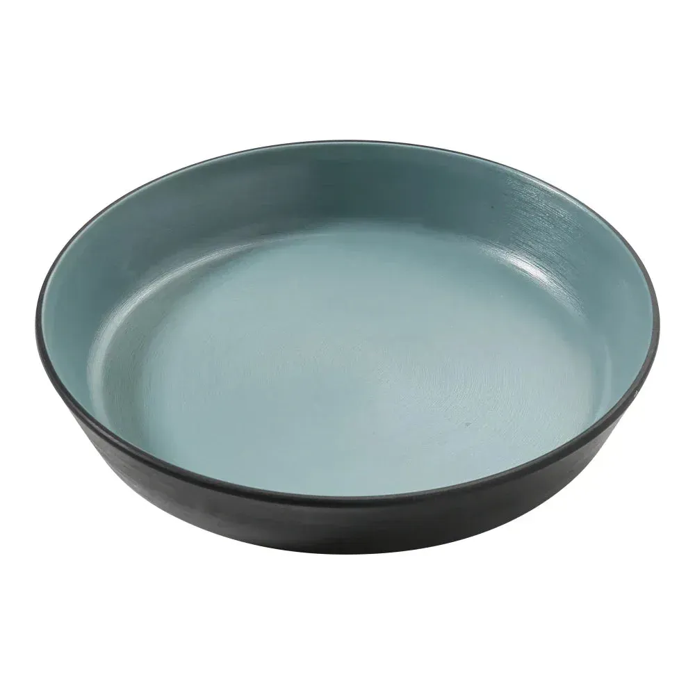 Teal melamine deep dish from Yanco China, a sixteen ounce bowl perfect for medium portions or side dishes, offering a stylish, practical size.