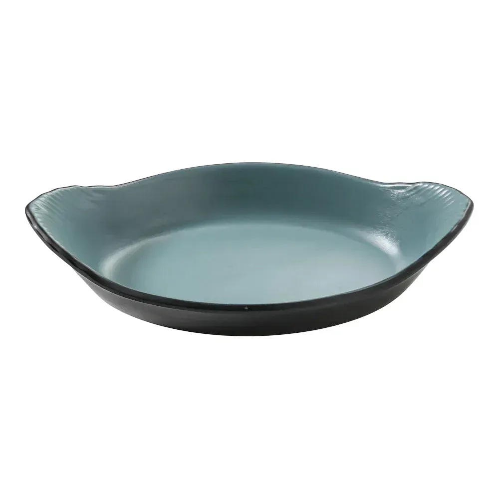 Teal melamine oval dish by Yanco China, perfect for serving sides or small portions, featuring a stylish design that enhances table settings.