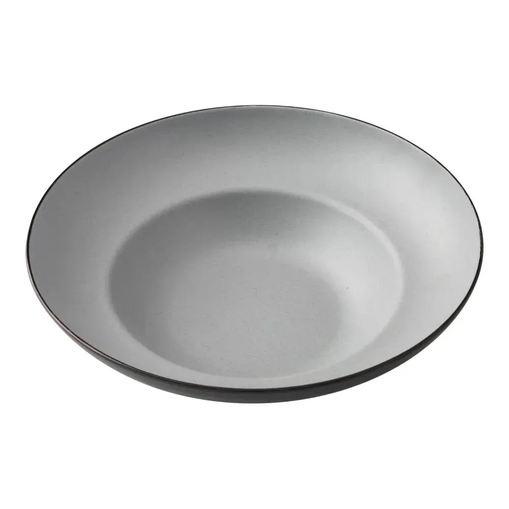 Yanco China gray-black melamine bowl with smooth matte surface and durable design, great for pasta, salads, or soups with a modern touch.