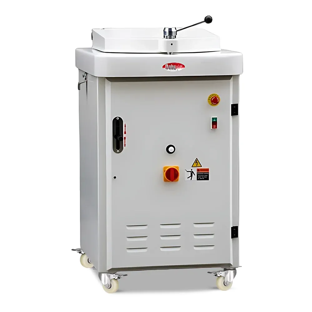 BakeMax Hydraulic dough divider with stainless build, floor model with high output, easy to clean, ideal for dividing large dough blocks in bakeries.