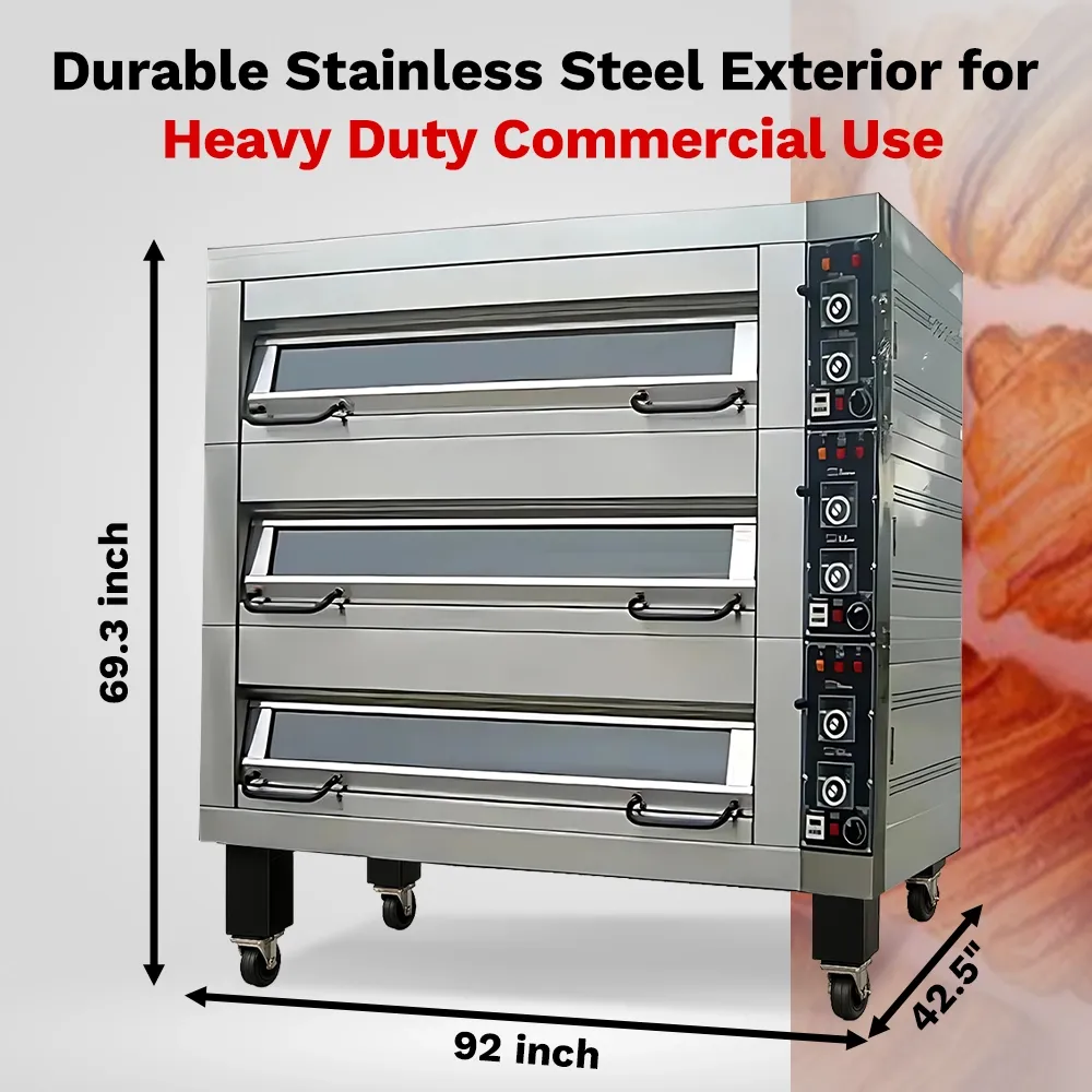 BakeMax double-deck electric oven balances space-saving design with strong performance for steady baking of breads, pastries, and other goods.