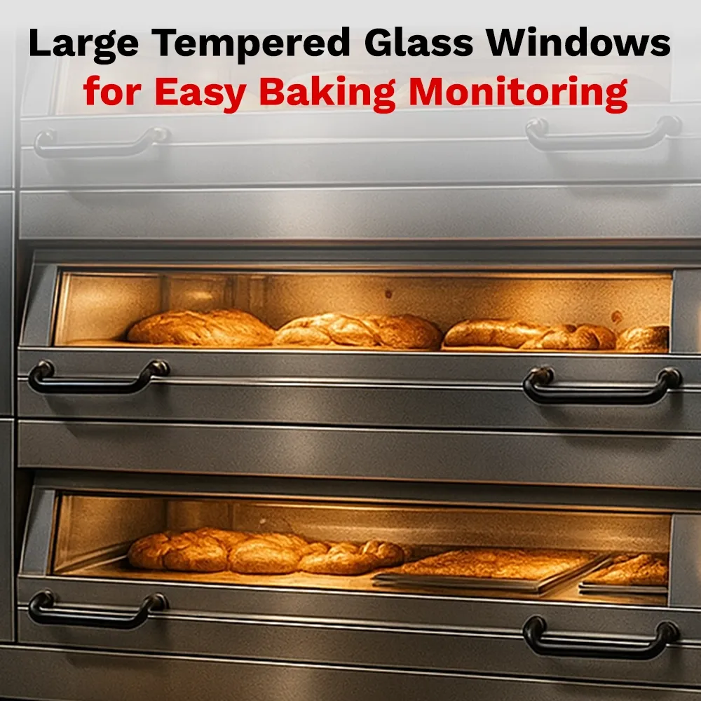 BakeMax triple-deck electric oven fits multiple sheet pans, providing consistent temperature control for medium to large baked goods production.