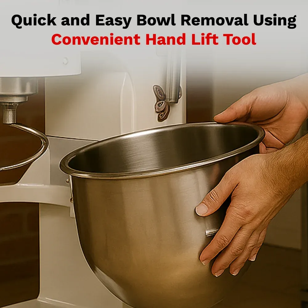 BakeMax countertop planetary mixer perfect for small batches of dough, cake batter, and whipped toppings in cafés. Great for quick prep tasks.