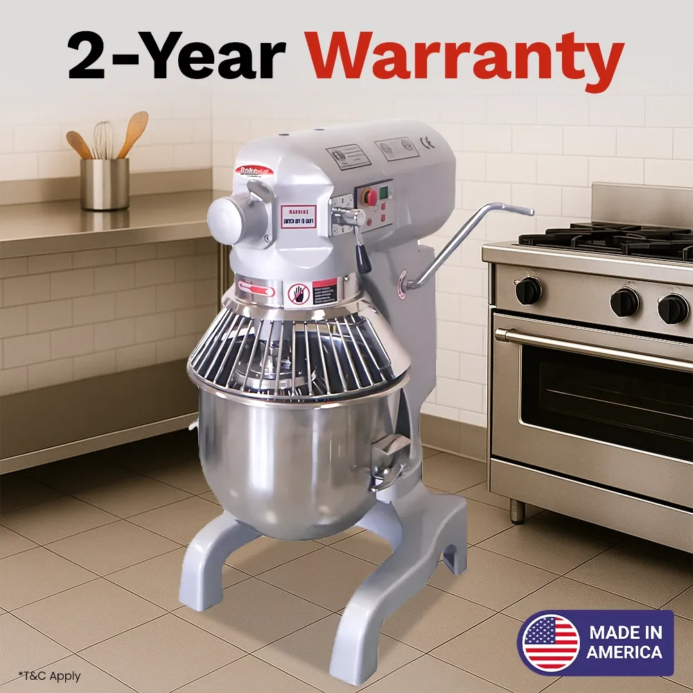 BakeMax countertop planetary mixer built for consistent mixing of batters, doughs, and whipped creams in tight spaces. Compact yet high-performing.